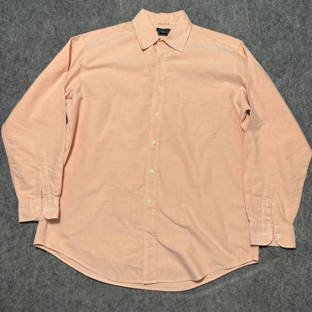 Vintage 90s J Crew Oarsman Shirt Mens 15.5 33 Medium Pink Cotton Dress Preppy
